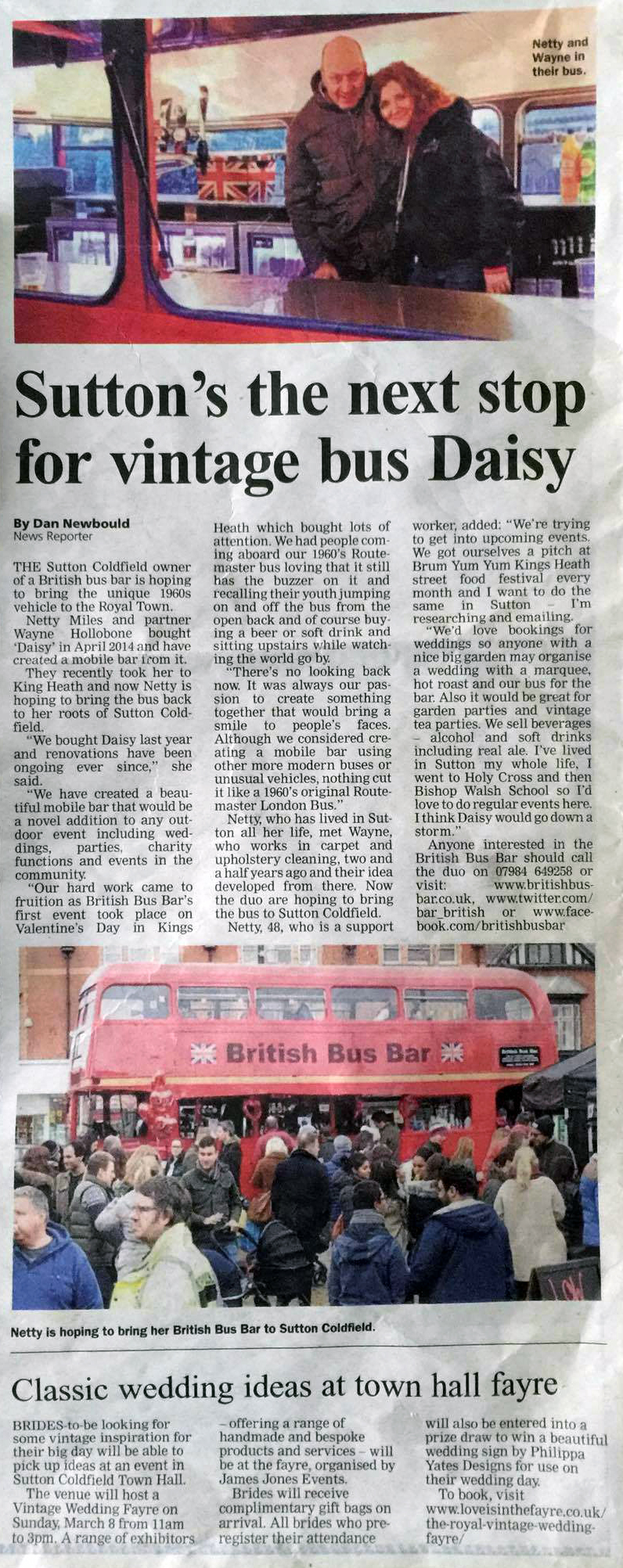 British bus bar newspaper article
